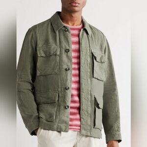 Mr. Porter Men's Green Linen Overshirt/Field Jacket Size Medium